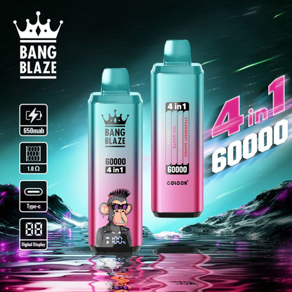 BANG BLAZE 4IN1 60000 Puffs Disposable Vape Wholesale(0% to 5% Nicotine) 56ML e-liquid &nbsp;650mAh 12 Flavors