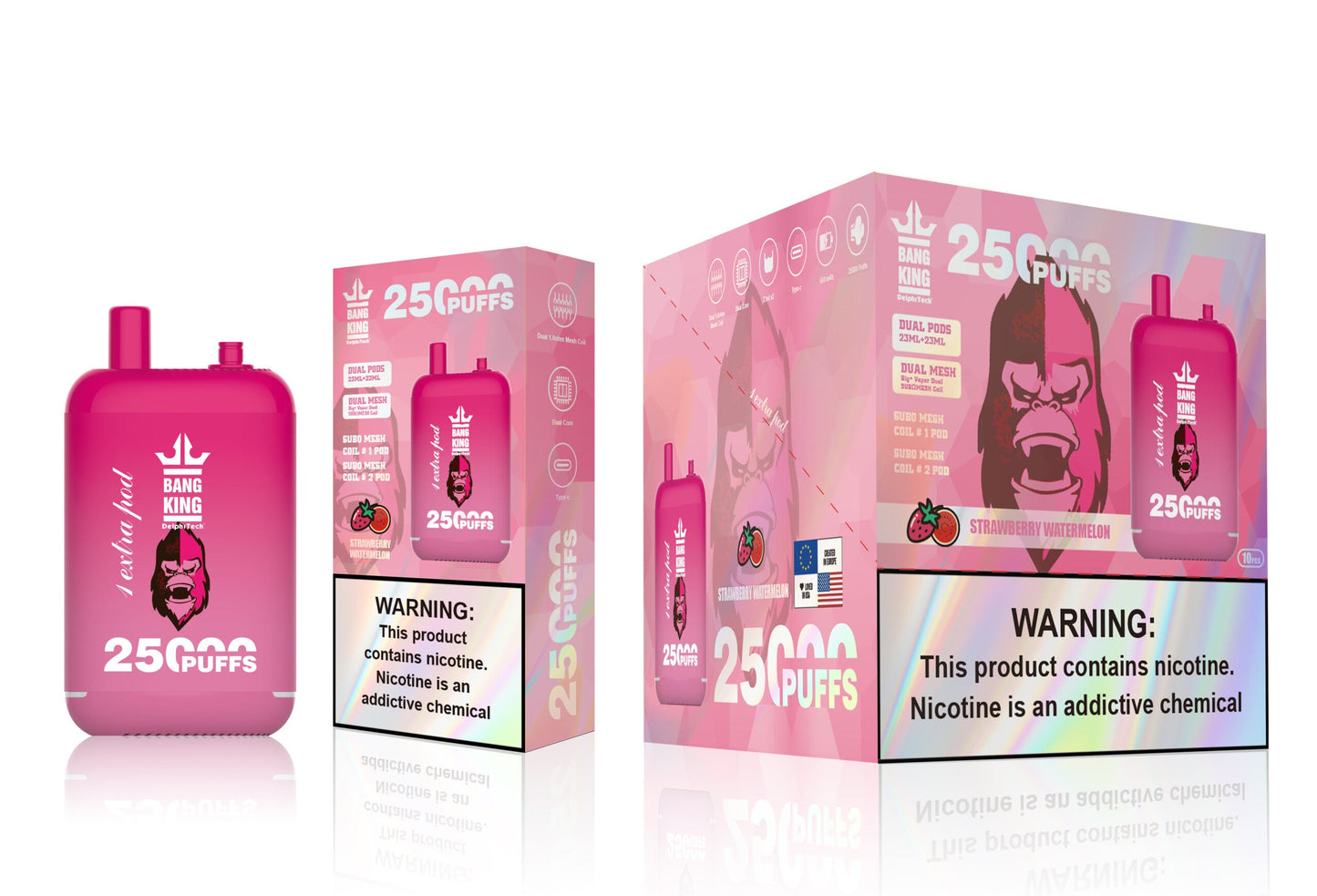 Bang 25000 Puffs Dual Mesh Coil Pod Rechargeable E Cigarette Disposable Vapes Bang King 25k Puff