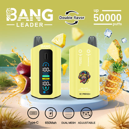 Bang Leader 50000 Puffs Disposable Vape (0%- 5% Nicotine) – Dual Pods, Unmatched Performance 650mAh battery 12 Flavors