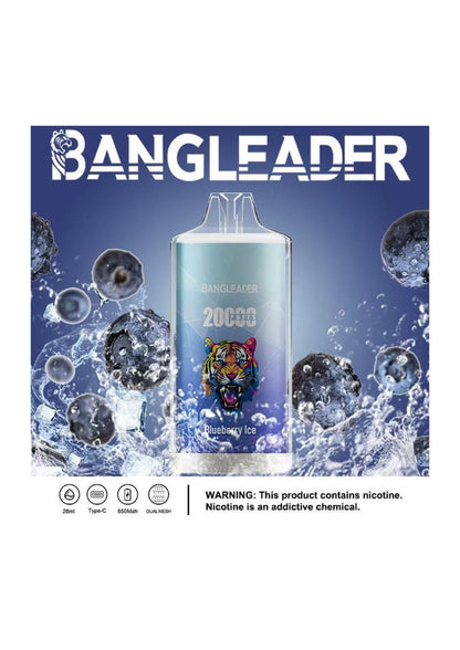 Bang Leader 20000 Puffs Disposable Vape(0% to 5% Nicotine) - 28ml E-Liquid, 650mAh Battery,Summer 12 Flavors