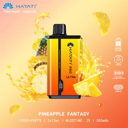 Hayati Pro Ultra 15000 Puffs Disposable Vape 2% Nicotine 850mAh Rechargeable Battery 45 Flavors