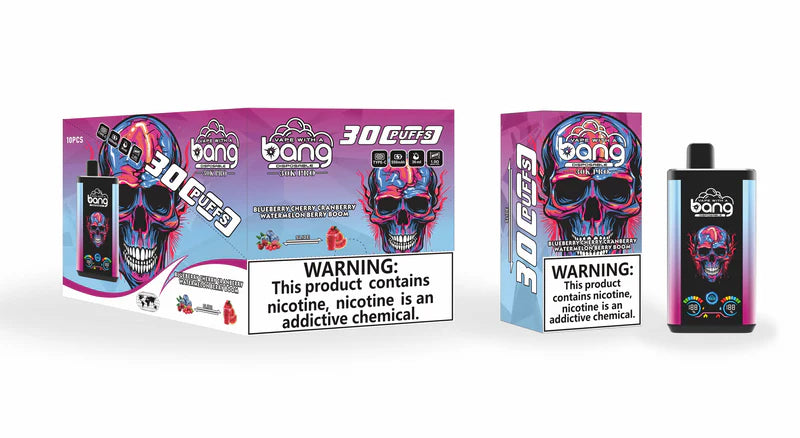 Bang 30000 Puffs PRO 30k puffs Disposable Vape(0% TO 5%Nicotine ) 30ML 850mah Rechargeable 16 Flavors