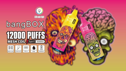BANGBOX VAPE 12000 PUFFS/12 FLAVORS /RGB LIGHT/Battery650Mah /E-juice volume: 28ml 12flavors.
