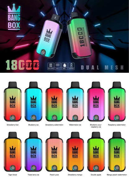 Bangbox 18000 Puffs Smart Screen Disposable E Cigarettes Vape Dual Mesh Coil Led display 26ml 850MAH 12Flavors