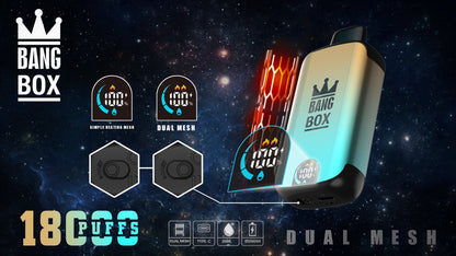 Bangbox 18000 Puffs Smart Screen Disposable E Cigarettes Vape Dual Mesh Coil Led display 26ml 850MAH 12Flavors