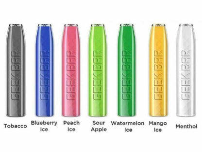 Geek Bar 10pc Disposable E Cig Pod Kit 20mg 575 puffs 2ML-500mAh Battery, 20ml E-liquid, Multiple Nicotine 20 Flavors