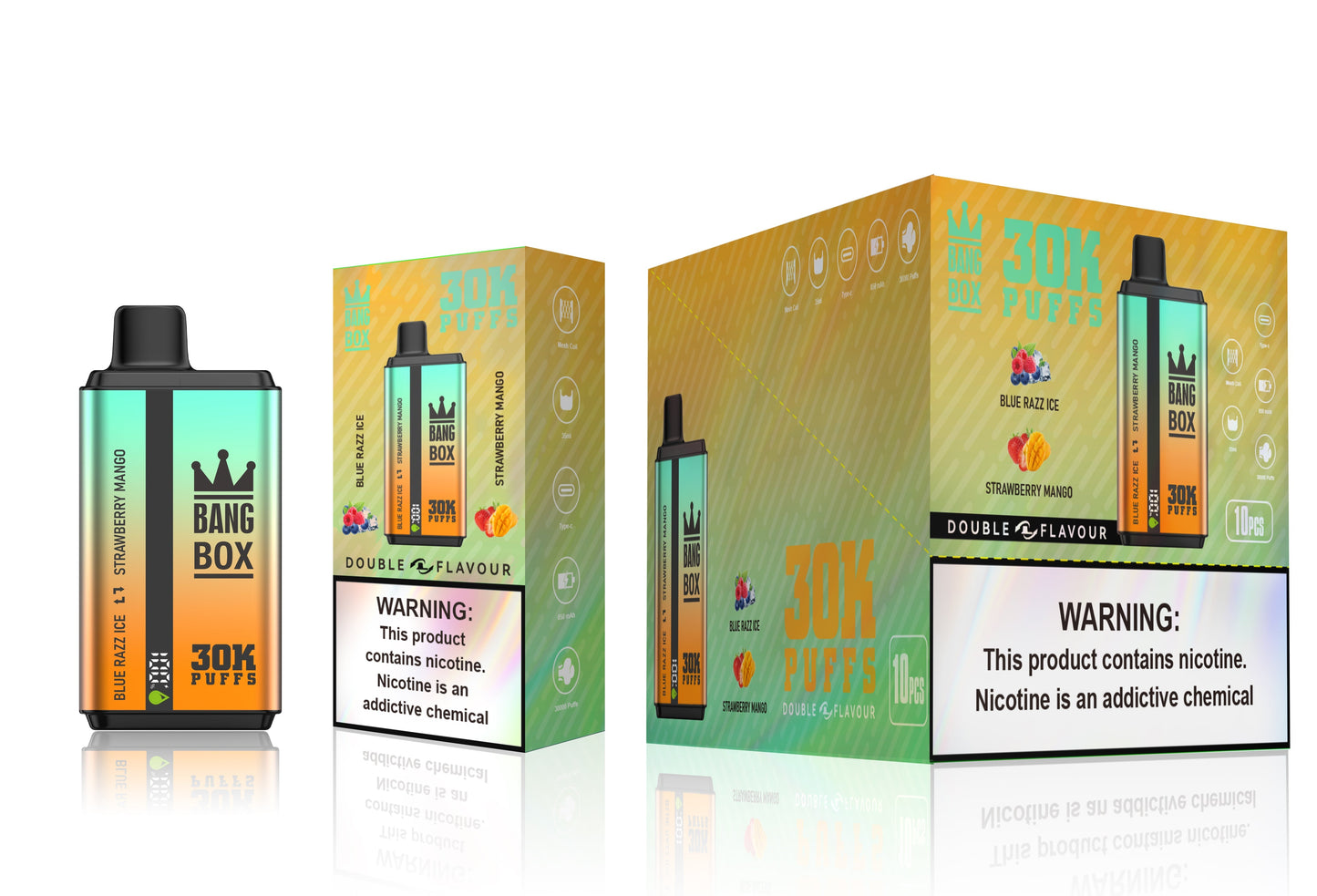 BANGBOX 30000 puffs dual flavors vape,LED Display capcity Batterya ,35ml 850MAH 12 Flavor
