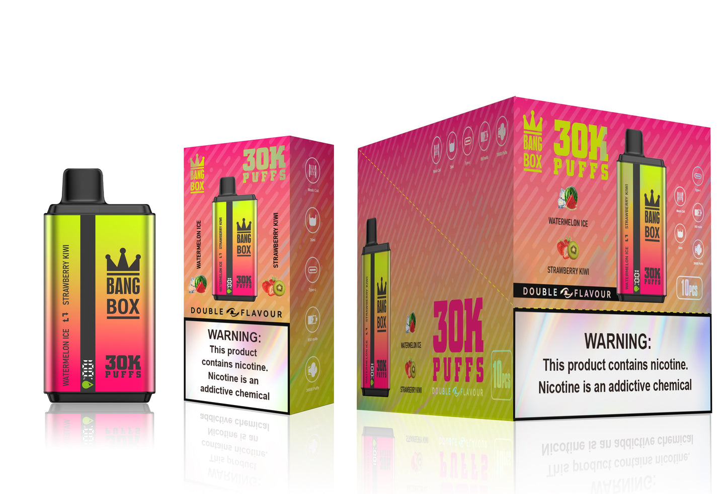 BANGBOX 30000 puffs dual flavors vape,LED Display capcity Batterya ,35ml 850MAH 12 Flavor