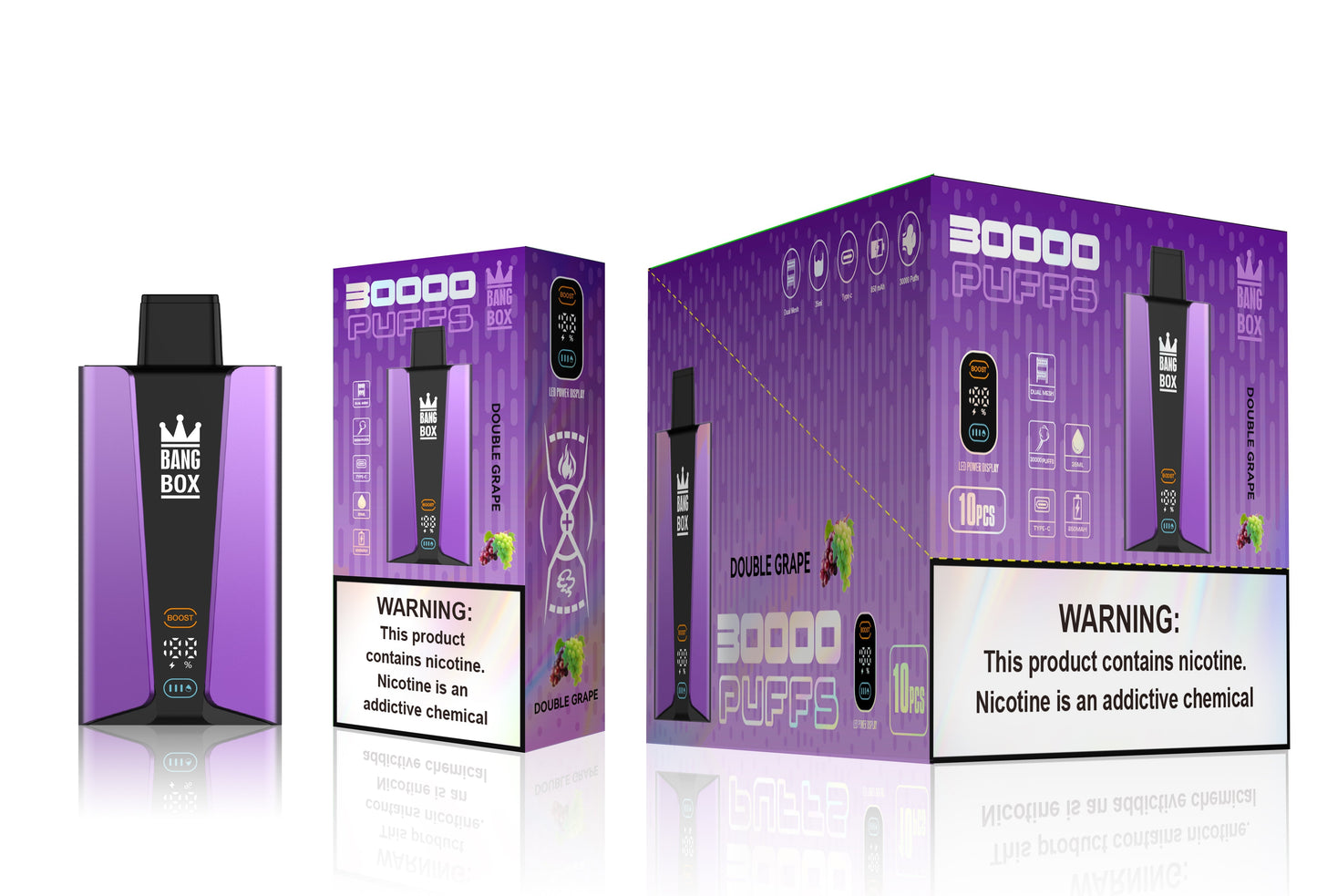 Bangbox 30000puff vape,LED Display capcity Batterya ,35ML 850MAH ,12 Flavor Display