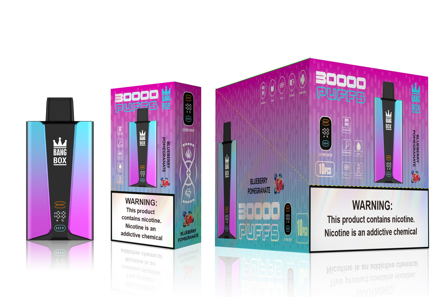 Bangbox 30000puff vape,LED Display capcity Batterya ,35ML 850MAH ,12 Flavor Display