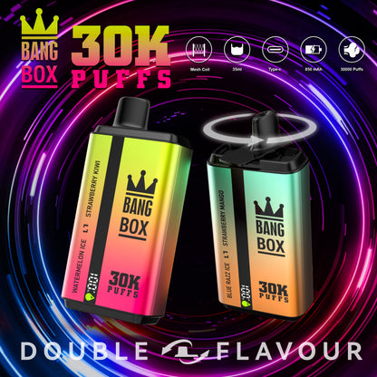 BANGBOX 30000 puffs dual flavors vape,LED Display capcity Batterya ,35ml 850MAH 12 Flavor