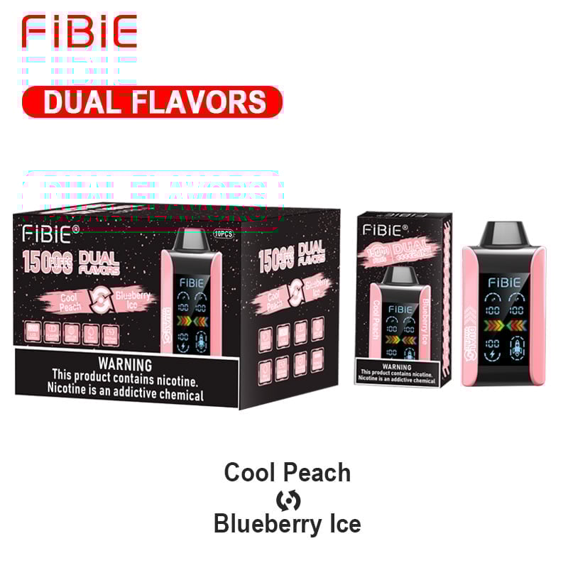 COOL PEACH & BLUEBERRY ICE -FIBIE 15000 Dual Flavors Disposable Vapor Wands(15000 PUFFS)