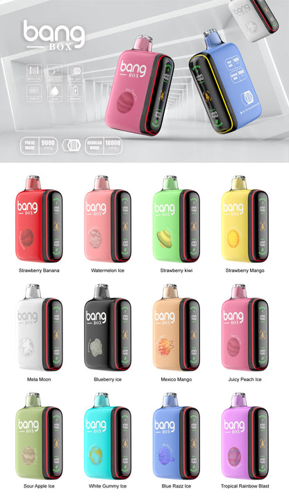 BANGBOX 9000/18000 PUFFS/11 FLAVORS /Battery650Mah /E-juice volume: 28ml 650mAh