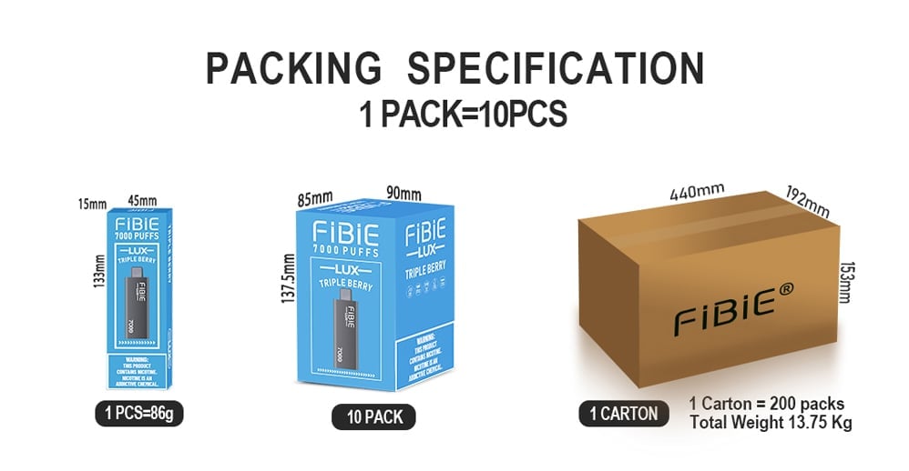 BLUEBERRY-PEACH -  FIBIE 7000 Puffs Disposable Vapor Wands(7000 PUFFS)