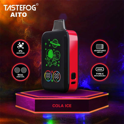 Smart Full Screen Tastefog Aito 25000 Puffs 2% Nicotine Dual Mesh Coil Type-C Rechargeable Disposable Vape