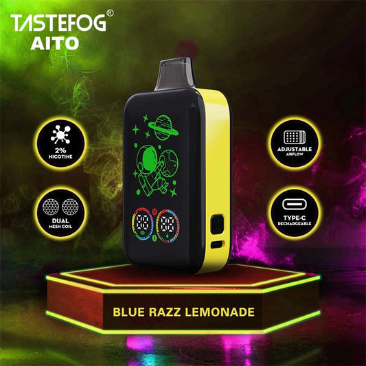 Smart Full Screen Tastefog Aito 25000 Puffs 2% Nicotine Dual Mesh Coil Type-C Rechargeable Disposable Vape