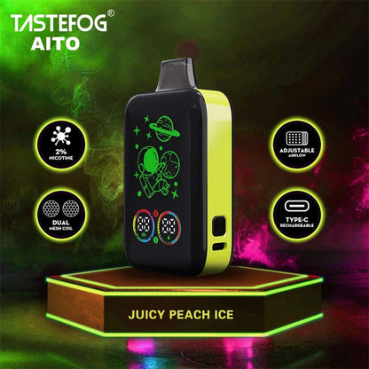Smart Full Screen Tastefog Aito 25000 Puffs 2% Nicotine Dual Mesh Coil Type-C Rechargeable Disposable Vape