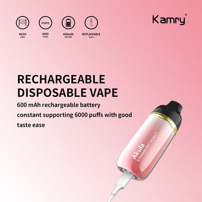 Kamry Akula 6000 Puffs Disposable Vape Wholesale-600mAh battery, 14ml E-liquid, Multiple Nicotine 10 Flavors