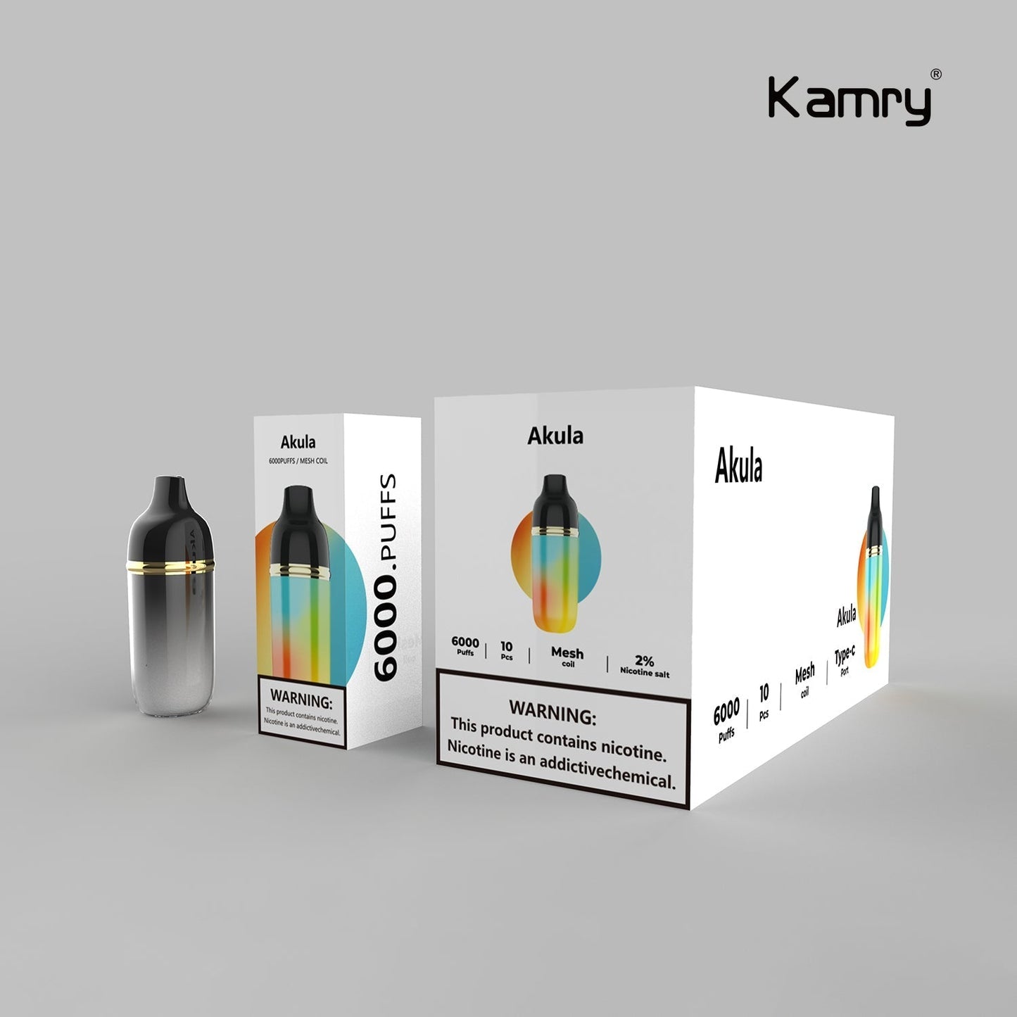 Kamry Akula 6000 Puffs Disposable Vape Wholesale-600mAh battery, 14ml E-liquid, Multiple Nicotine 10 Flavors