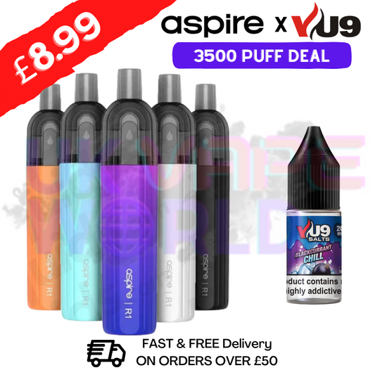 Aspire R1 Kit x VU9 Salt 3500 Puff Pack