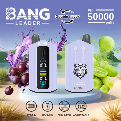Bang Leader 50000 Puffs Disposable Vape (0%- 5% Nicotine) – Dual Pods, Unmatched Performance 650mAh battery 12 Flavors