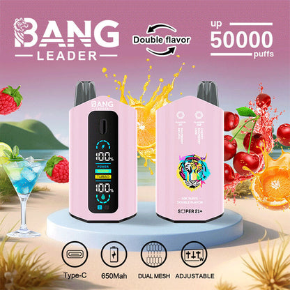 Bang Leader 50000 Puffs Disposable Vape (0%- 5% Nicotine) – Dual Pods, Unmatched Performance 650mAh battery 12 Flavors