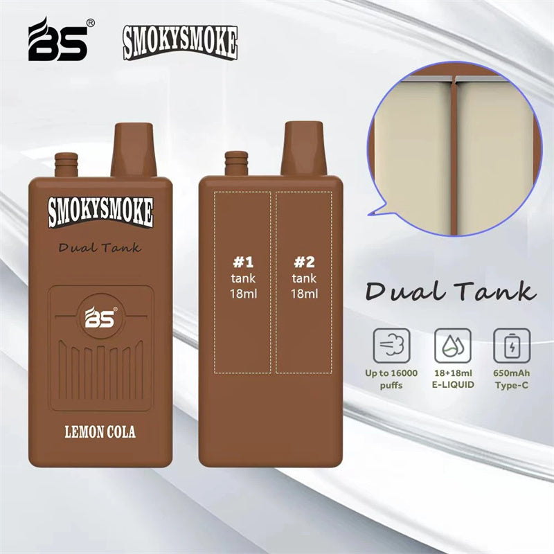 Breze Stiik Bs Smokysmoke 16000 Puffs 650mah Rechargeable Disposable Vape Vaper With Dual Tank 18ml
