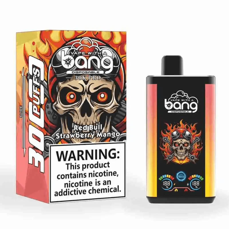Bang 30000 Puffs PRO 30k puffs Disposable Vape(0% TO 5%Nicotine ) 30ML 850mah Rechargeable 16 Flavors