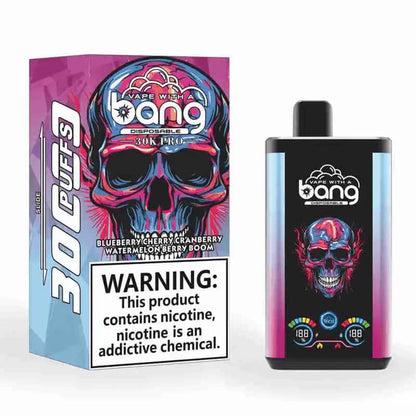 Bang 30000 Puffs PRO 30k puffs Disposable Vape(0% TO 5%Nicotine ) 30ML 850mah Rechargeable 16 Flavors
