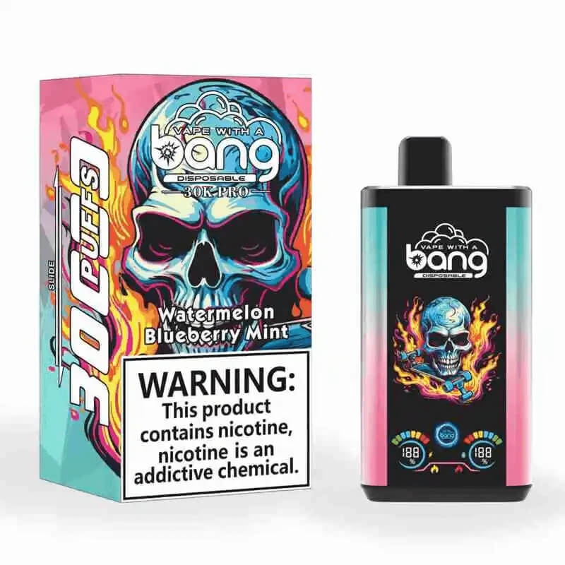 Bang 30000 Puffs PRO 30k puffs Disposable Vape(0% TO 5%Nicotine ) 30ML 850mah Rechargeable 16 Flavors