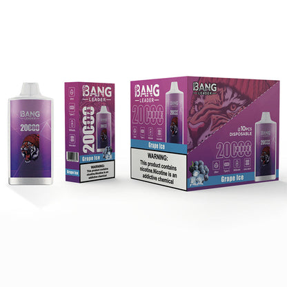 Bang Leader 20000 Puffs Disposable Vape(0% to 5% Nicotine) - 28ml E-Liquid, 650mAh Battery,Summer 12 Flavors