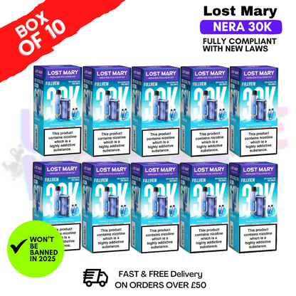 Blue Sour Raspberry Lost Mary NERA 30K Puff Box Of 10