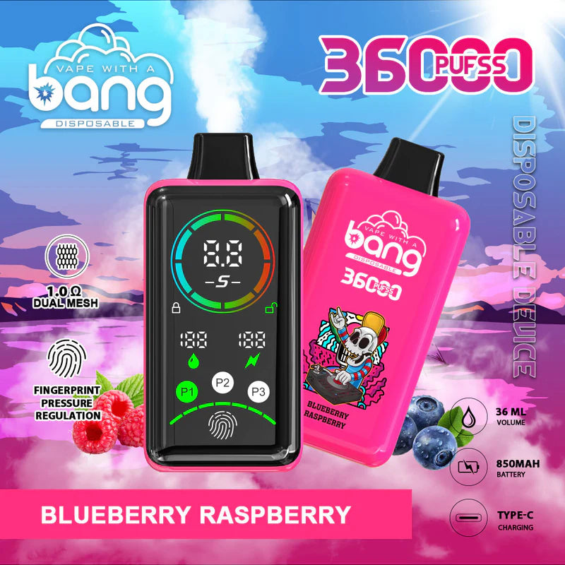 Bang 36000 Power Disposable Vape – 850mAh Battery, 36mL E-Liquid, 0% to 5% Nicotine Options 12 Flavors