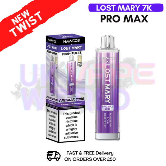 Blueberry Sour Raspberry Lost Mary 7K 7000 Puff Pro Max Bar