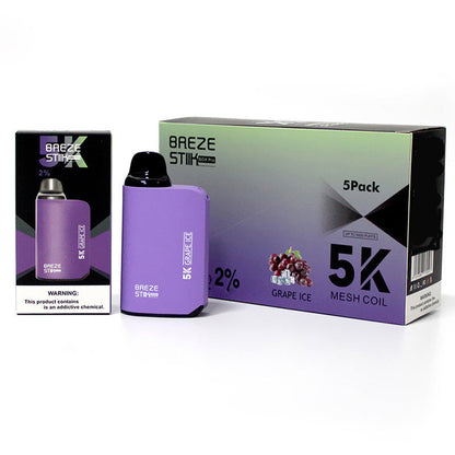 Breze Stiik Box Pro 5000 Puffs Vape Disposable 950mah Rechargeable Battery Pen Electronic Cigarettes Puff 5k 2% 5% 12ml Prefilled Pod Mesh Coil Adjustable Airflow
