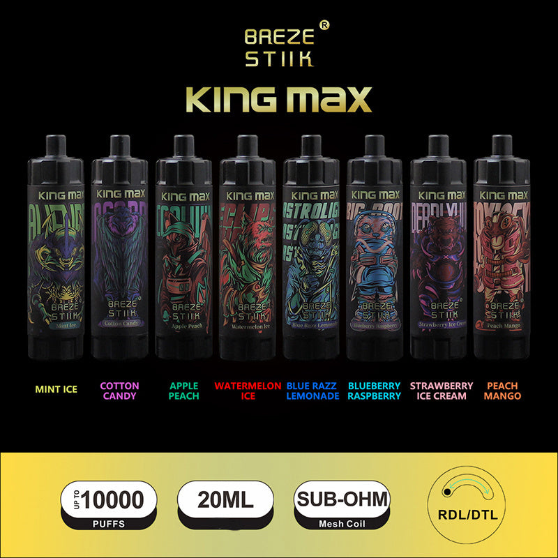 Breze Stiik Kingmax 10000 Puffs Disposable Vape – Mesh Coil, Adjustable Airflow