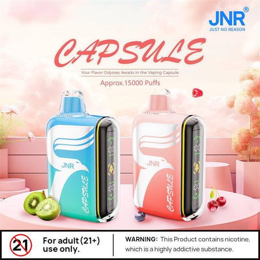 Jnr Capsule 15k 15000 Puffs Tornado Box Dual Mesh Rechargeable Disposable Vape Screen Display Vaper-850mAh Battery, 20ml E-liquid, Multiple Nicotine 20 Flavors