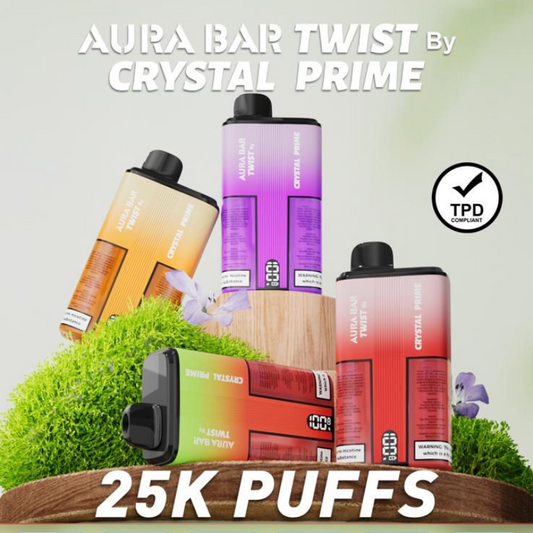Crystal Prime 25K Puff AURA BAR Kit | Only £9.99
