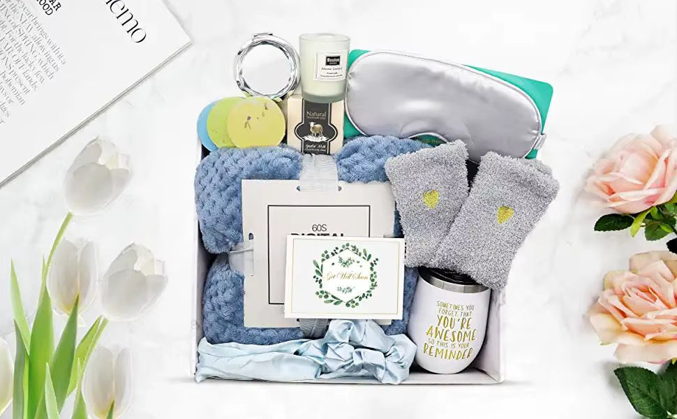 Home Spa Gift Box, Birthday Wedding Gift, Cuban Candle Jar, Tumbler, Quick Recovery Gift Set, Feminine Care Set