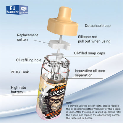 VAPEN DRTA 12000 Puff OCS Refillable NO Leaking RGB Light Open System Vape Germany Wholesale Disposable 12k Tornado