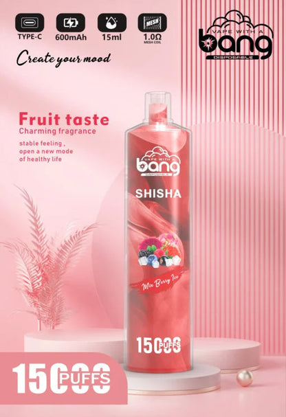Bang 15000 Puffs Vape 15K Disposable Vape Pen E Cigarette Prefilled 15ml  600mAh Disposable Vape 20 Flavors