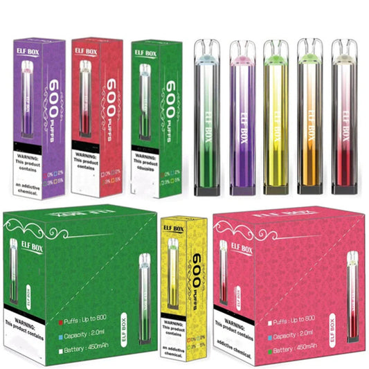 Elf Box 600 Puff Crystal Bar 600 Puffs 2ml E-Juice Mini Electronic Cigarette Vaper Disposable Vape