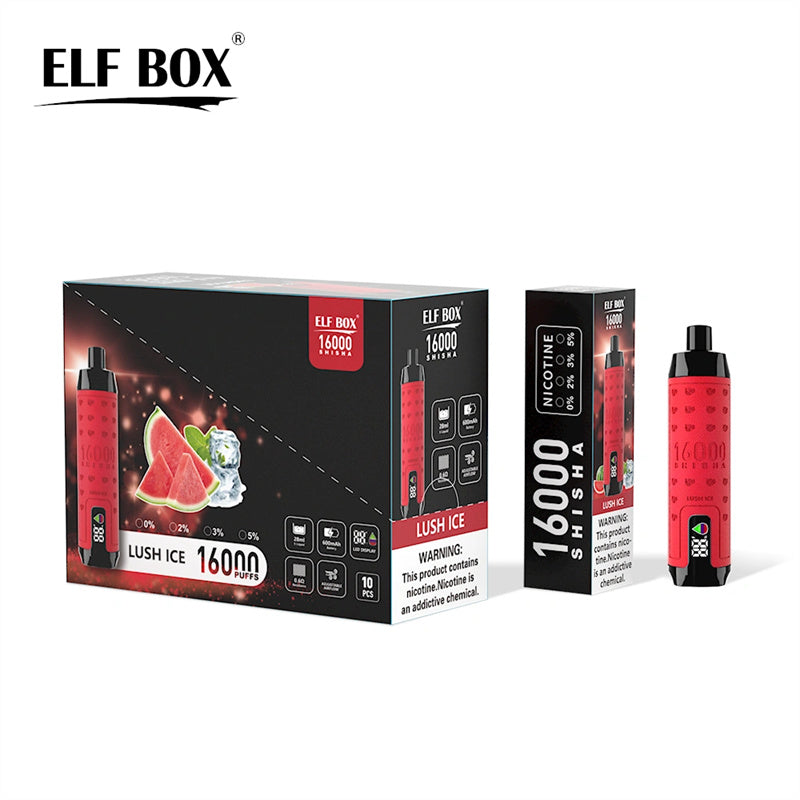 ELF BOX Shisha 16000 Puffs Disposable Vape – 28ml, Mesh Coil, Type-C Fast Charging