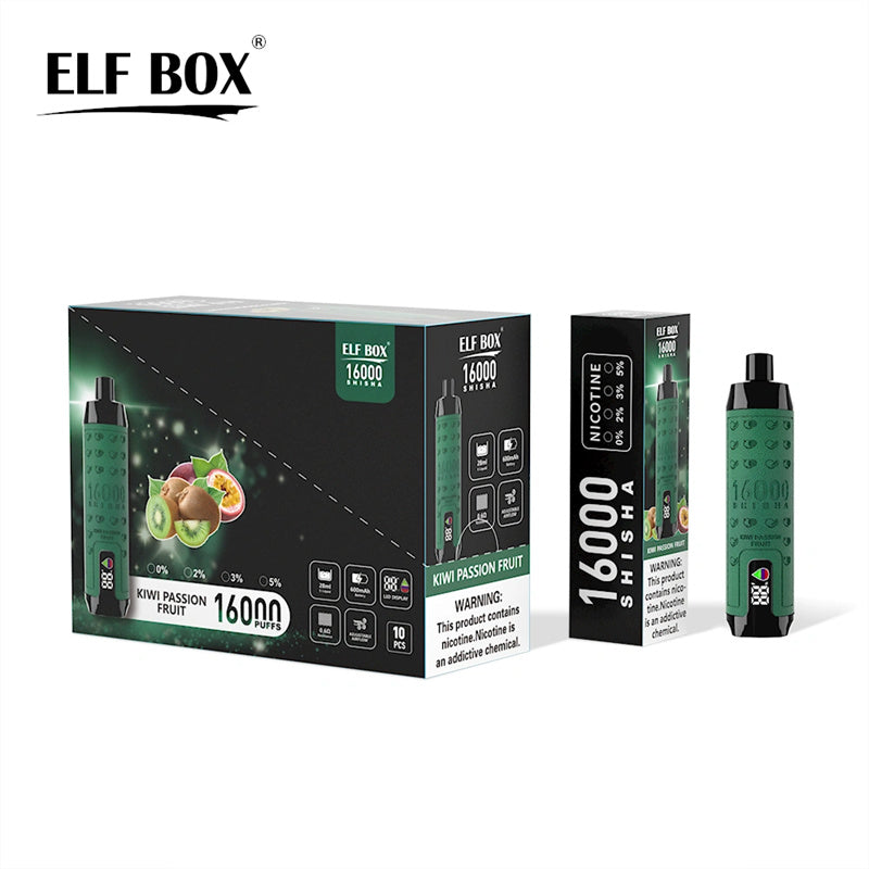 ELF BOX Shisha 16000 Puffs Disposable Vape – 28ml, Mesh Coil, Type-C Fast Charging