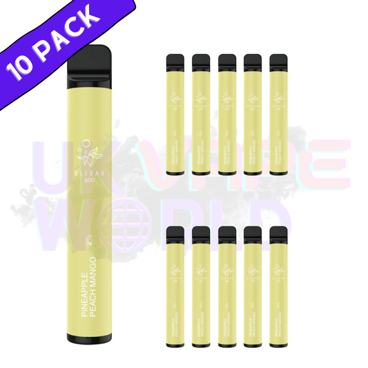 Elf Bar 600puff - Pineapple Peach Mango Flavour Box of 10（2% Nicotine）550mah Battery capacity