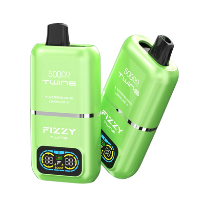 Fizzy Twins 50000 Puffs Dual Tank Double Flavor 12 Colors 2% 5% Low Nicotine Bulk Buy Rechargeable Disposable Vapes Pen Wholesale