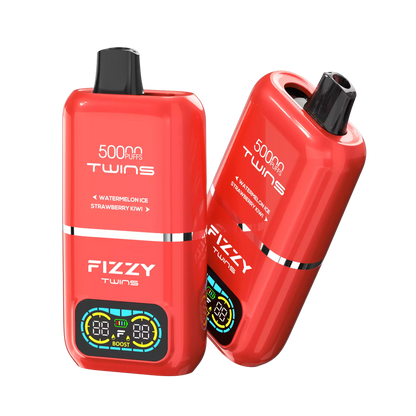 Fizzy Twins 50000 Puffs Dual Tank Double Flavor 12 Colors 2% 5% Low Nicotine Bulk Buy Rechargeable Disposable Vapes Pen Wholesale