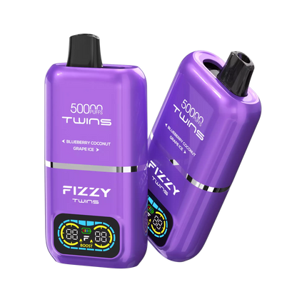 Fizzy Twins 50000 Puffs Dual Tank Double Flavor 12 Colors 2% 5% Low Nicotine Bulk Buy Rechargeable Disposable Vapes Pen Wholesale