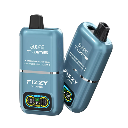 Fizzy Twins 50000 Puffs Dual Tank Double Flavor 12 Colors 2% 5% Low Nicotine Bulk Buy Rechargeable Disposable Vapes Pen Wholesale
