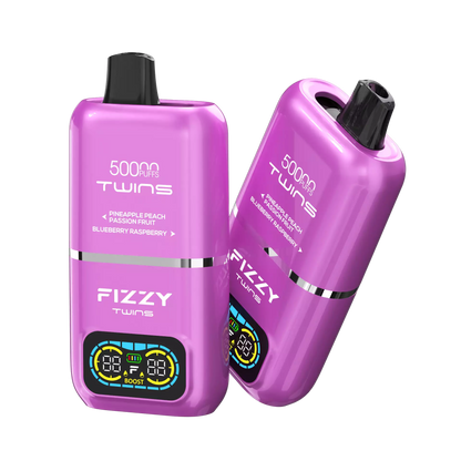 Fizzy Twins 50000 Puffs Dual Tank Double Flavor 12 Colors 2% 5% Low Nicotine Bulk Buy Rechargeable Disposable Vapes Pen Wholesale